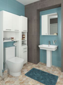Мебель для ванной комнаты Пенал с зеркалом (Белый)