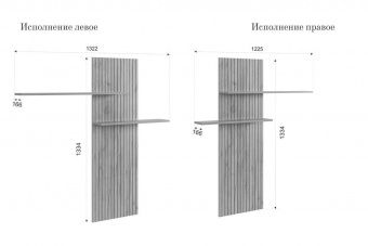 Моди Надстройка (Полка), (1325х166х1334) дуб крафт золотой