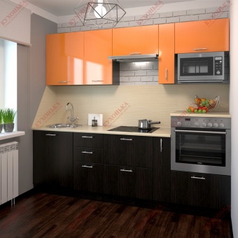 Кухня Апельсин металлик/ Черный металлик