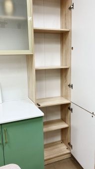 Набор мебели для кухни "Альфа" Болотный антискрэтч/Белый глянец