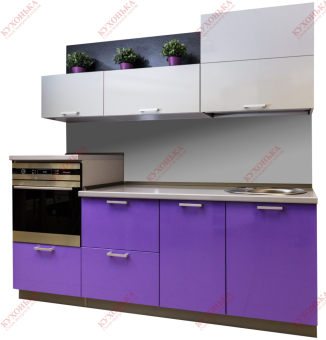 Кухня Серебристый дождь+Фиолетовый глянец/Серебро глянец 38мм