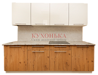 Кухня Акрил Слоновая Кость+ПВХ Золотая сосна/Искусственный камень 40мм