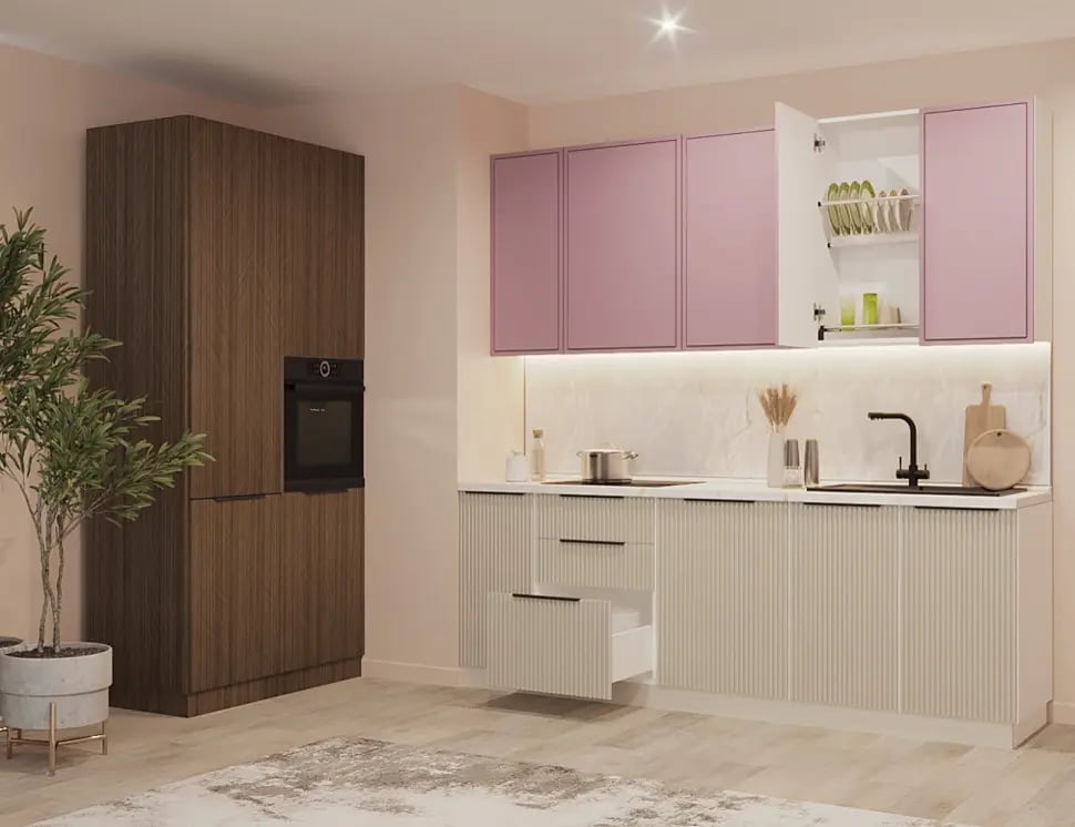 Кухня Софт Латте Шарли Pink 1200х2500 Кухня Софт Латте Шарли Pink 1200х2500
