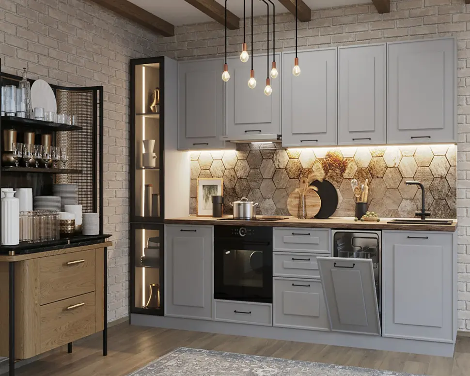 Кухня Софт Серый Мира 3150