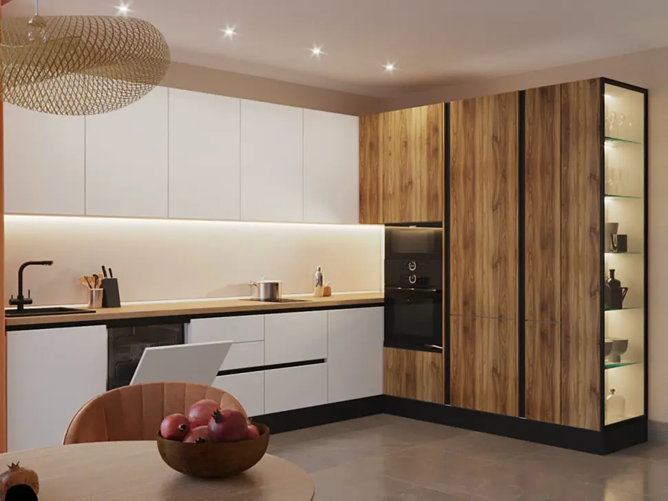 Кухня Тальк Орех Эко Профиль Gola 3600х2500 Кухня Тальк Орех Эко Профиль Gola 3600х2500