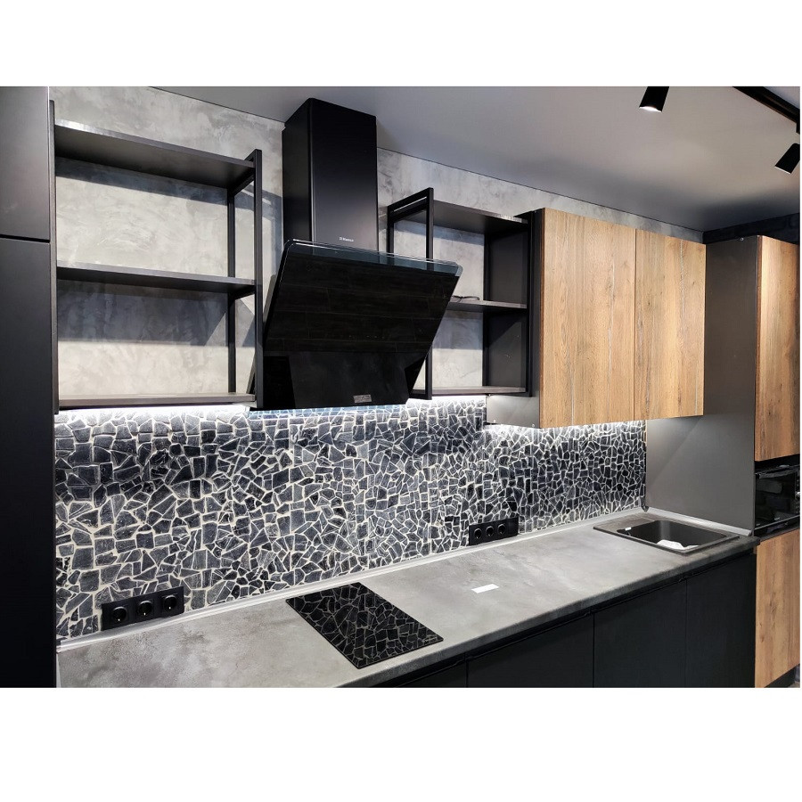 Кухня Силк Оникс Дуб Галифакс Олово Woodlux Кухня Силк Оникс Дуб Галифакс Олово Woodlux