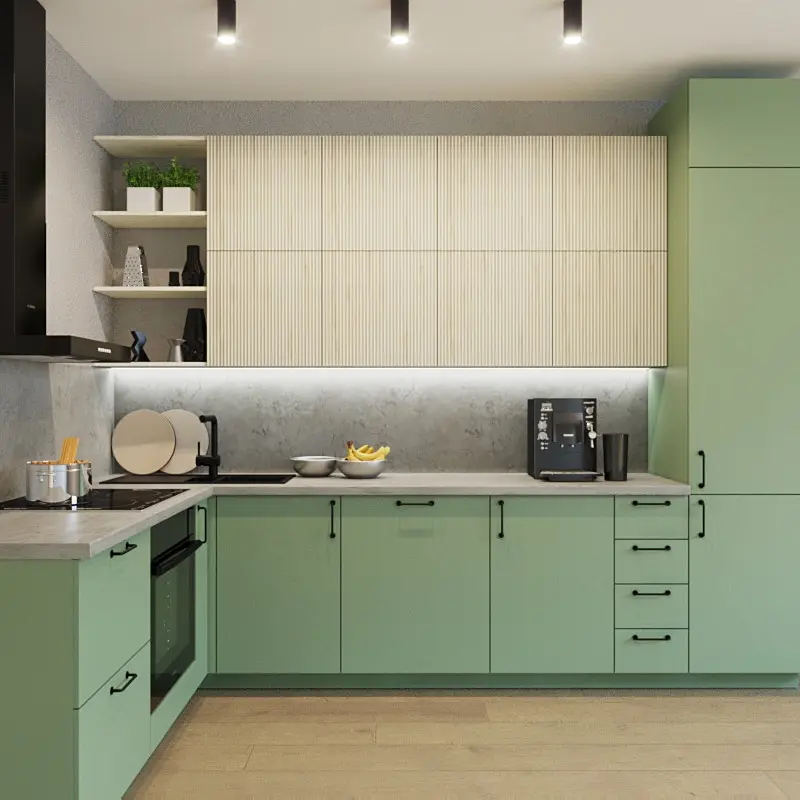 Кухня Силк Нефрит Рустик молочный 2000х3100 Кухня Силк Нефрит Рустик молочный 2000х3100