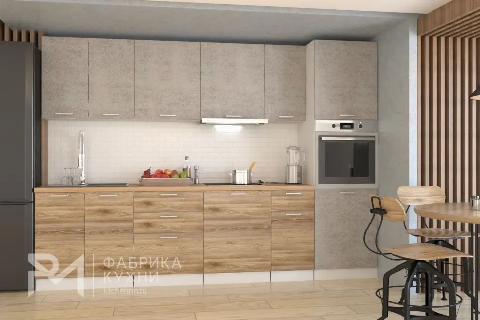 Кухонный гарнитур Кухонный гарнитур "Альфа ЛОФТ" Рустик натур + Бетон Светлый/Дуб бунратти 3000мм Кухонный гарнитур Кухонный гарнитур "Альфа ЛОФТ" Рустик натур + Бетон Светлый/Дуб бунратти 3000мм