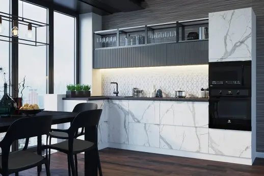 Кухня Монте белый Графит Вельвет