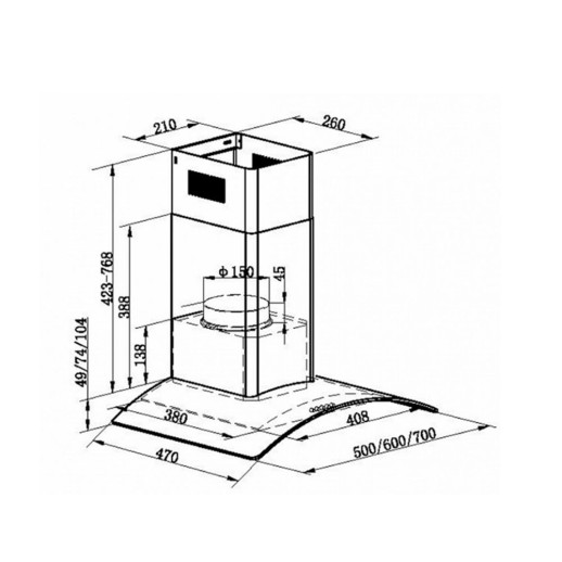 Кухонная вытяжка Maunfeld ANCONA PLUSA 50 INOX GLASS TRANSPARENT