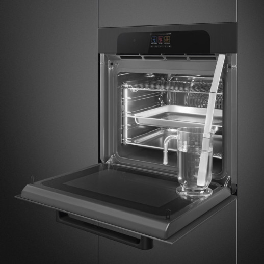 Электрический духовой шкаф с функцией СВЧ и пароварки Smeg SO6204APB