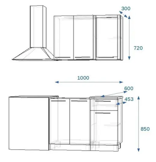 Кухонный гарнитур РоялВуд Голубой Прованс 2 - 1000