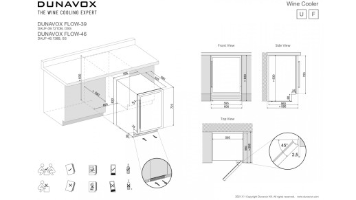 Полувстраиваемый винный шкаф Dunavox DAUF-46.138B