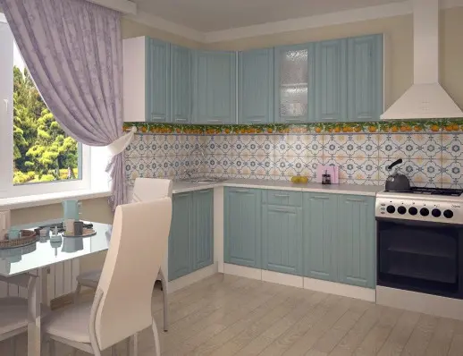 Кухонный гарнитур РоялВуд Голубой Прованс 2 - 1400х2000