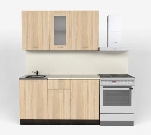 Кухонный гарнитур "Дуб сонома/Берилл бежевый" 1400мм