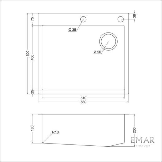Кухонная мойка Emar EMB-560(TOP) Black Elegant