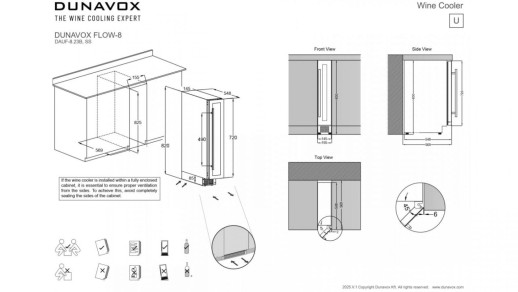 Полувстраиваемый винный шкаф Dunavox DAUF-8.23B черный