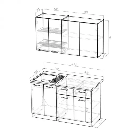 Кухня Герда "Медиум" Пайн экзотик / Белый