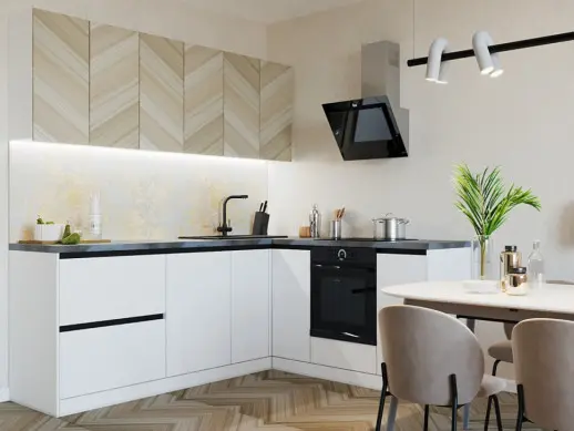 Кухня Бланж Диагональ Клен профиль Gola 2400х2000