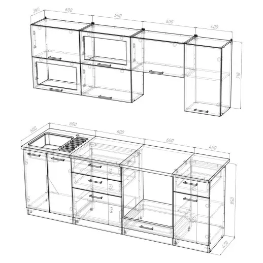 Кухонный гарнитур "Дуб сонома/Берилл бежевый" 2200мм