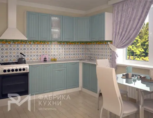 Кухонный гарнитур РоялВуд Голубой Прованс 2 - 2000х1400