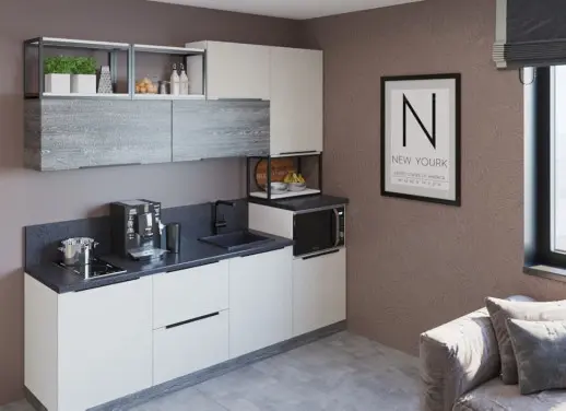 Кухня Ясень Ривьера Грей Софт Милк 2400