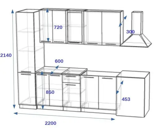 Кухонный гарнитур РоялВуд Голубой Прованс 2 - 2200