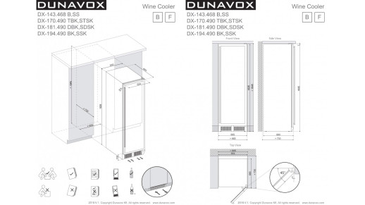 Полувстраиваемый винный шкаф Dunavox DX-143.468B