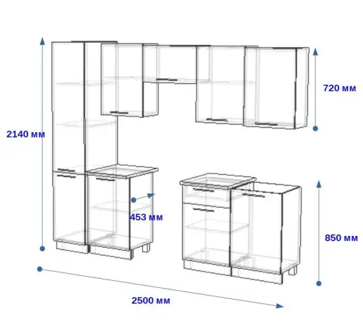 Кухонный гарнитур РоялВуд Голубой Прованс 2 - 2500