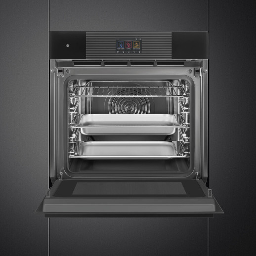Электрический духовой шкаф с функцией СВЧ и пароварки Smeg SO6104APB3