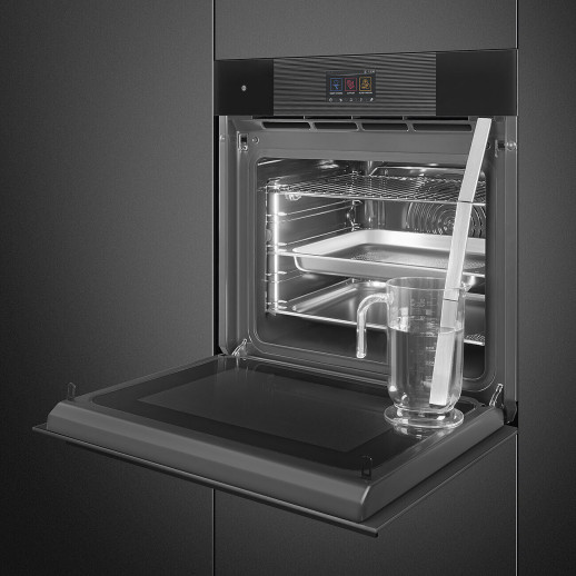 Электрический духовой шкаф с функцией СВЧ и пароварки Smeg SO6104APB3