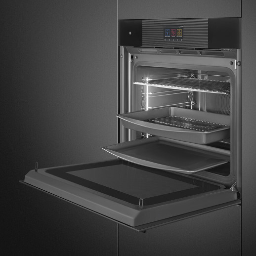 Электрический духовой шкаф с функцией СВЧ и пароварки Smeg SO6104APB3