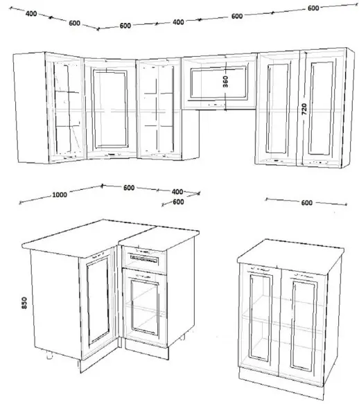 Кухонный гарнитур Белый Вегас 1000х2200