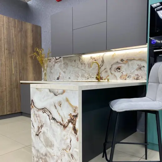 Кухня Силк Муссон Дуб Галифакс Олово Woodlux профиль Gola