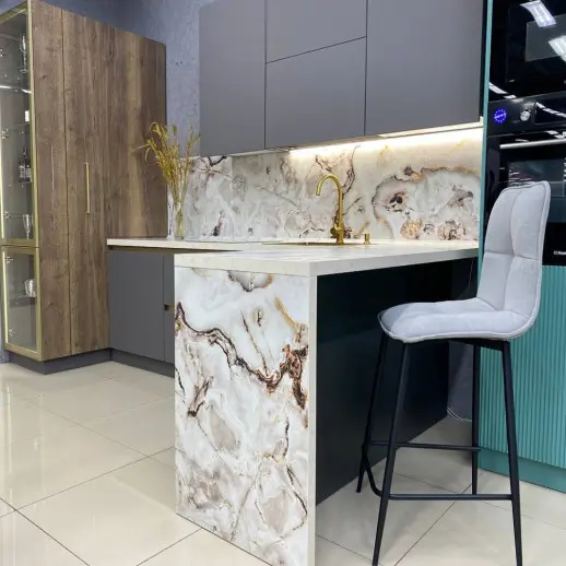 Кухня Силк Муссон Дуб Галифакс Олово Woodlux профиль Gola