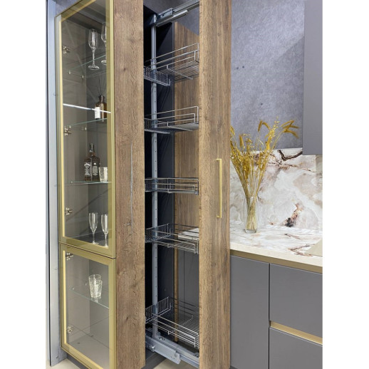 Кухня Силк Муссон Дуб Галифакс Олово Woodlux профиль Gola