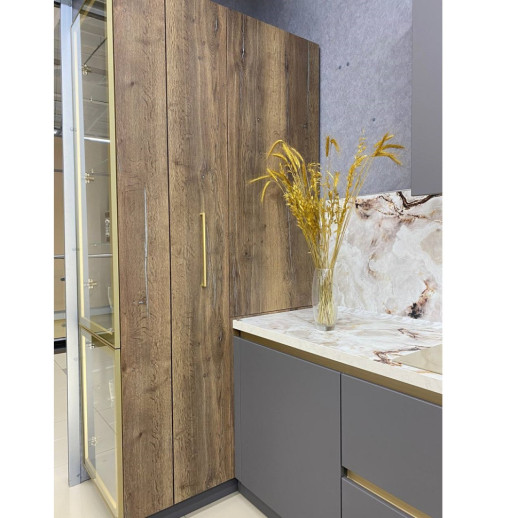 Кухня Силк Муссон Дуб Галифакс Олово Woodlux профиль Gola