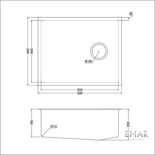 Кухонная мойка Emar EMB-540(UN) PVD Black