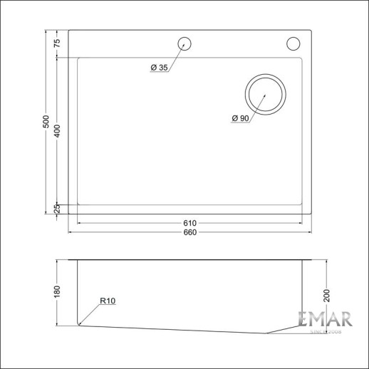 Кухонная мойка Emar EMB-660(TOP) PVD Black