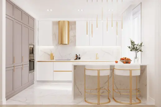 Кухня Тальк Силк Анис профиль Gola 2400х3000