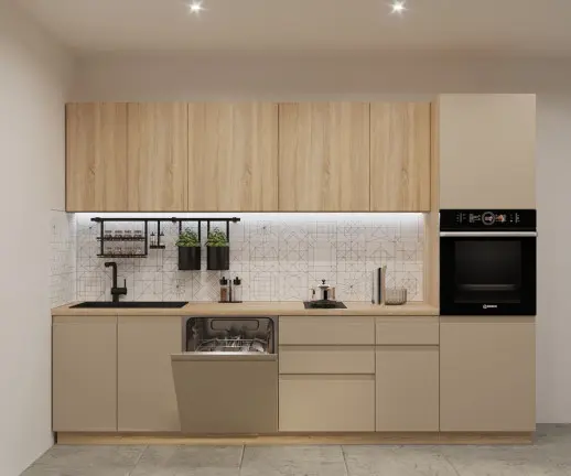 Кухонный гарнитур Лайн Дуб сонома/Пикрит / Дуб сонома светлый 3000мм