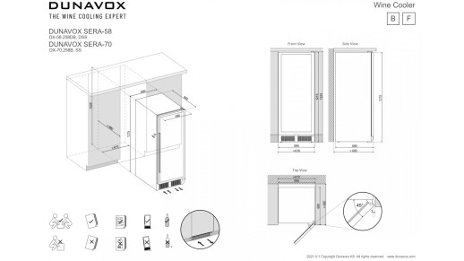 Полувстраиваемый винный шкаф Dunavox DX-70.258SS