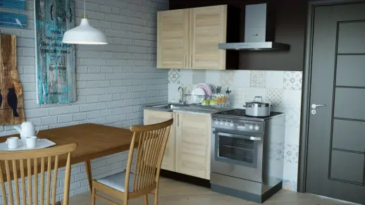 Кухонный гарнитур "Квадро дуб сонома/Малага" 1000 мм