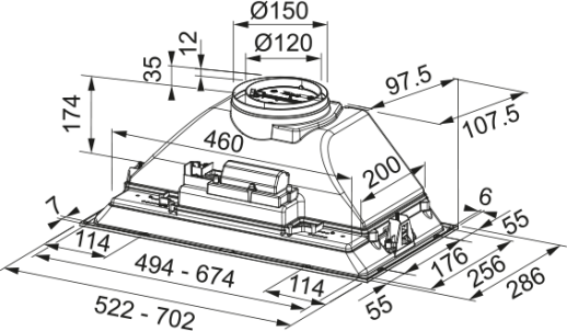 Кухонная вытяжка полновстраиваемая Franke FBI 705 GR серая