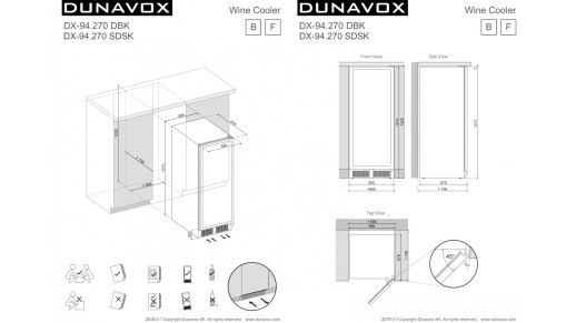 Полувстраиваемый винный шкаф Dunavox DX-94.270SDSK