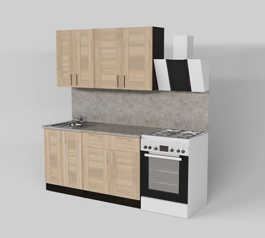 Кухонный гарнитур "Квадро дуб сонома/Малага" 1400 мм