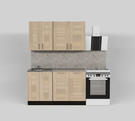 Кухонный гарнитур "Квадро дуб сонома/Малага" 1400 мм