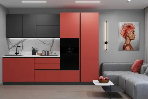 Кухня Терракота софт матовый Графит Профиль Gola 3030