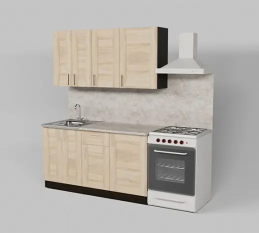 Кухонный гарнитур "Квадро дуб сонома/Малага" 1500 мм