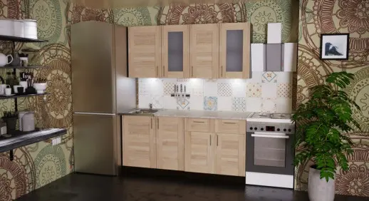 Кухонный гарнитур "Квадро дуб сонома/Малага" 1700 мм